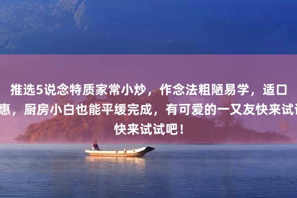 推选5说念特质家常小炒，作念法粗陋易学，适口又实惠，厨房小白也能平缓完成，有可爱的一又友快来试试吧！