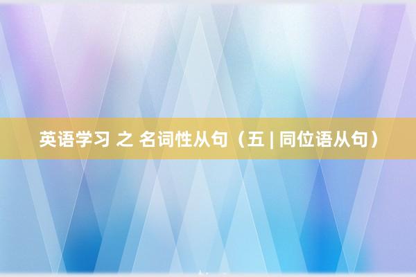 英语学习 之 名词性从句（五 | 同位语从句）