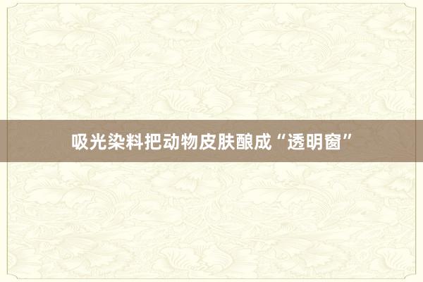 吸光染料把动物皮肤酿成“透明窗”