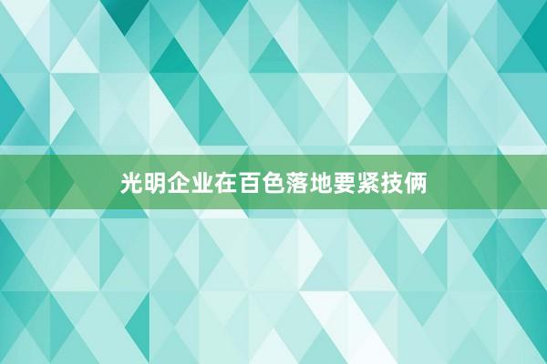 光明企业在百色落地要紧技俩