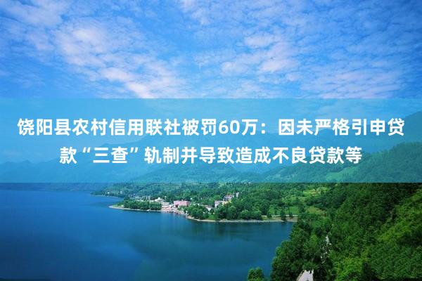 饶阳县农村信用联社被罚60万：因未严格引申贷款“三查”轨制并导致造成不良贷款等