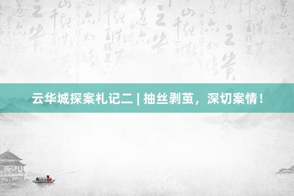 云华城探案札记二 | 抽丝剥茧，深切案情！