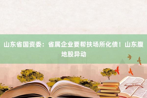 山东省国资委：省属企业要帮扶场所化债！山东腹地股异动