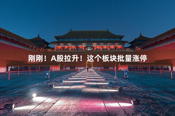 刚刚！A股拉升！这个板块批量涨停