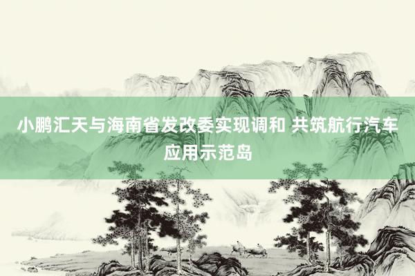 小鹏汇天与海南省发改委实现调和 共筑航行汽车应用示范岛