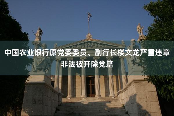 中国农业银行原党委委员、副行长楼文龙严重违章非法被开除党籍